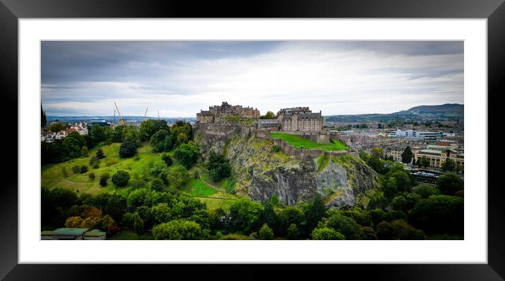 Panoramic view over Edinburgh Castle Framed Mounted Print by Erik Lattwein