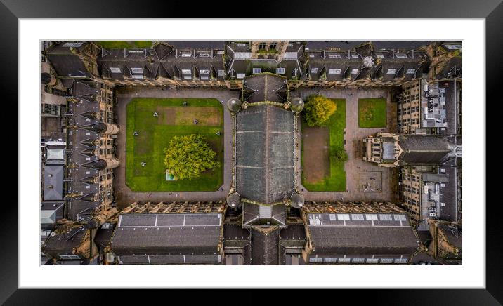 Glasgow University from above - aerial view Framed Mounted Print by Erik Lattwein