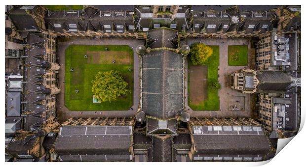 Glasgow University from above - aerial view Print by Erik Lattwein