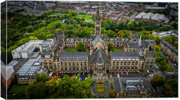 Glasgow University from above - aerial view Canvas Print by Erik Lattwein