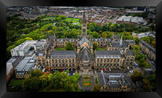 Glasgow University from above - aerial view Framed Print by Erik Lattwein