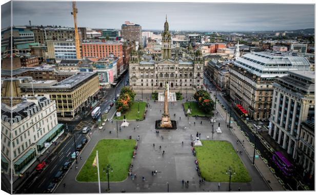 George Square in Glasgow from above - aerial view Canvas Print by Erik Lattwein