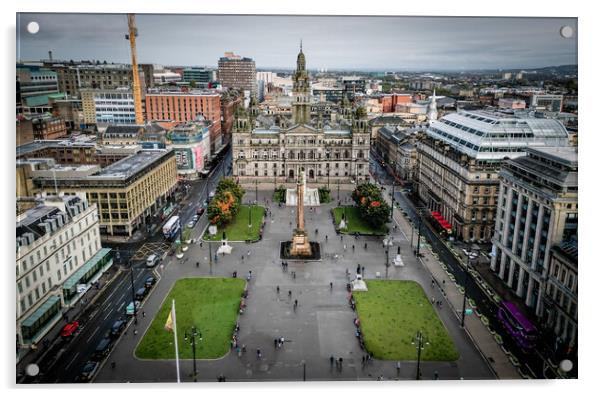 George Square in Glasgow from above - aerial view Acrylic by Erik Lattwein