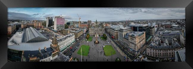 Panoramic view over the city centre of Glasgow with George Square Framed Print by Erik Lattwein