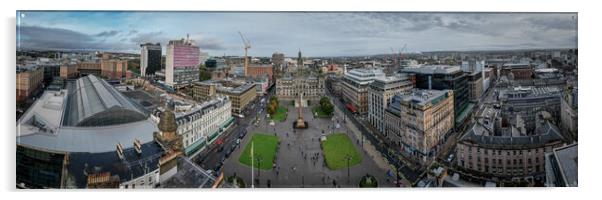 Panoramic view over the city centre of Glasgow with George Square Acrylic by Erik Lattwein