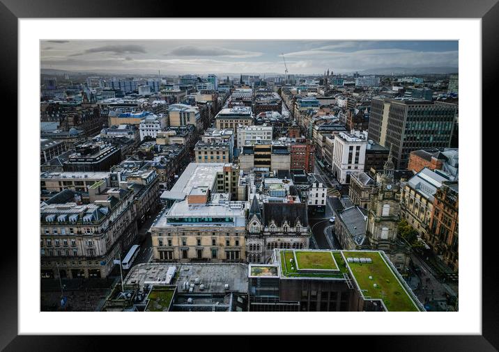 The city centre of Glasgow from above - aerial view Framed Mounted Print by Erik Lattwein