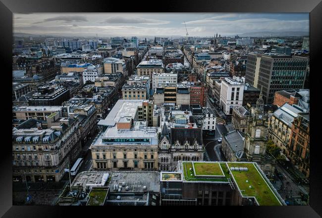 The city centre of Glasgow from above - aerial view Framed Print by Erik Lattwein