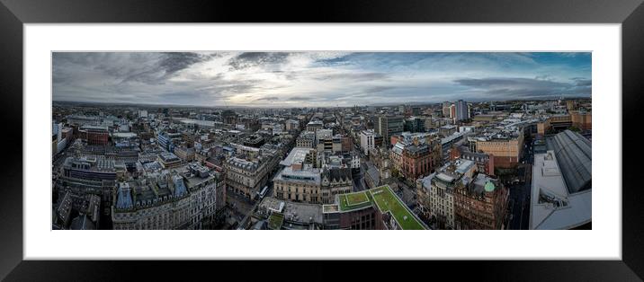 The city centre of Glasgow from above - panoramic view Framed Mounted Print by Erik Lattwein