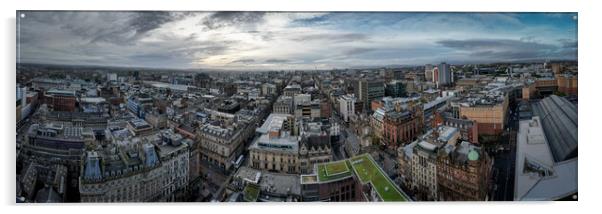 The city centre of Glasgow from above - panoramic view Acrylic by Erik Lattwein