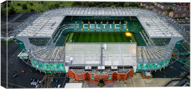 Celtic Stadium of FC Celtic Glasgow - aerial view Canvas Print by Erik Lattwein