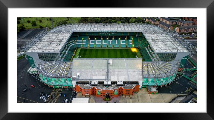Celtic Stadium of FC Celtic Glasgow - aerial view Framed Mounted Print by Erik Lattwein