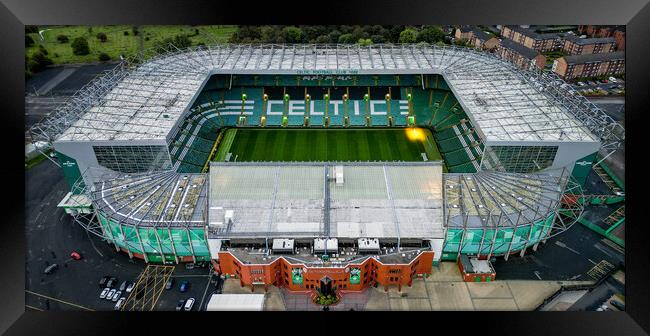 Celtic Stadium of FC Celtic Glasgow - aerial view Framed Print by Erik Lattwein