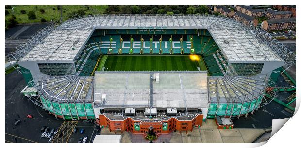 Celtic Stadium of FC Celtic Glasgow - aerial view Print by Erik Lattwein