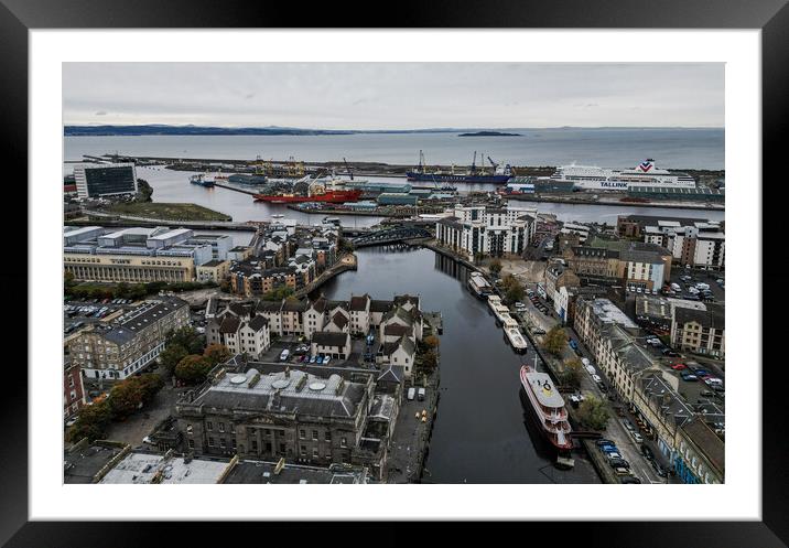 Port of Leith in Edinburgh - aerial view Framed Mounted Print by Erik Lattwein