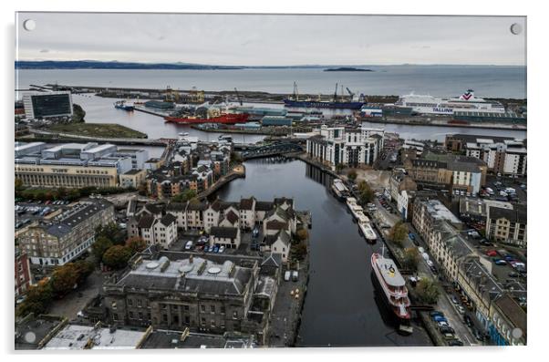 Port of Leith in Edinburgh - aerial view Acrylic by Erik Lattwein