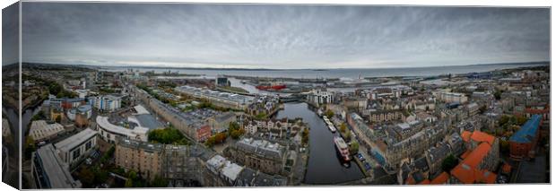 Panoramic view over Leith in Edinburgh from above Canvas Print by Erik Lattwein