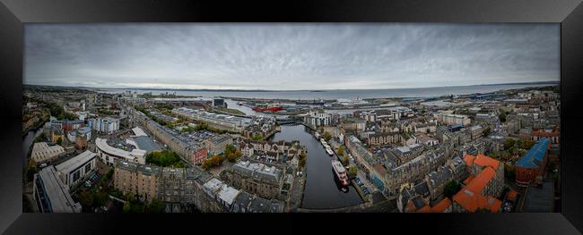 Panoramic view over Leith in Edinburgh from above Framed Print by Erik Lattwein