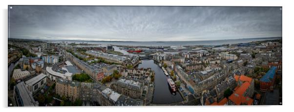 Panoramic view over Leith in Edinburgh from above Acrylic by Erik Lattwein