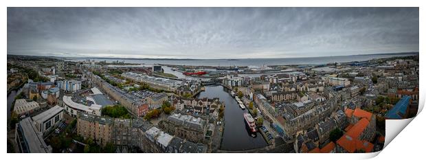 Panoramic view over Leith in Edinburgh from above Print by Erik Lattwein