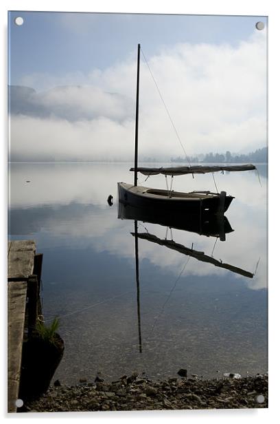 Misty morning on Lake Bohinj Acrylic by Ian Middleton