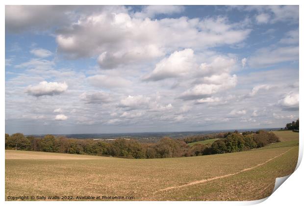 Clouds over Sussex Weald Print by Sally Wallis
