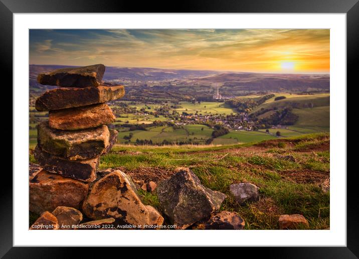 A view across the Peak District Framed Mounted Print by Ann Biddlecombe