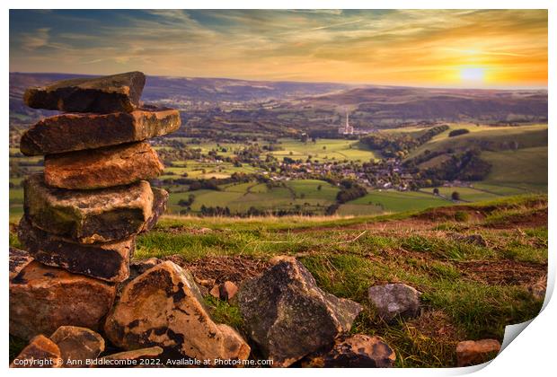 A view across the Peak District Print by Ann Biddlecombe
