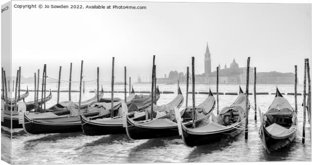 Venice Sunrise in Mono Canvas Print by Jo Sowden