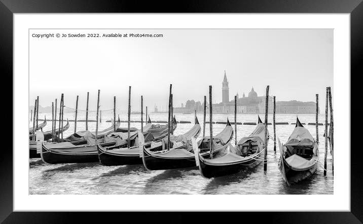 Venice Sunrise in Mono Framed Mounted Print by Jo Sowden