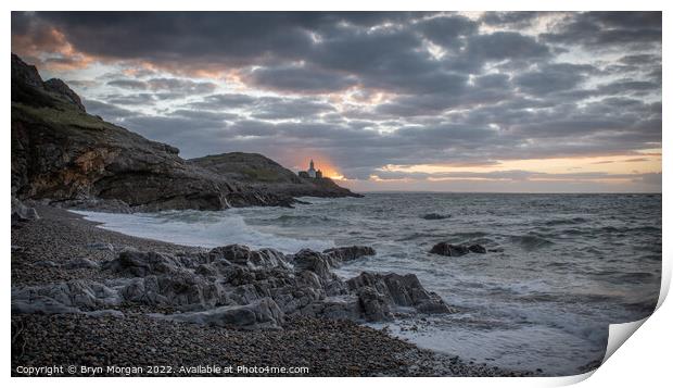 Bracelet bay Mumbles at sunrise Print by Bryn Morgan