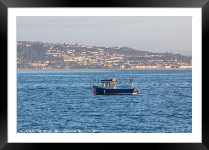 Small fishing boat on Swansea bay Framed Mounted Print by Bryn Morgan