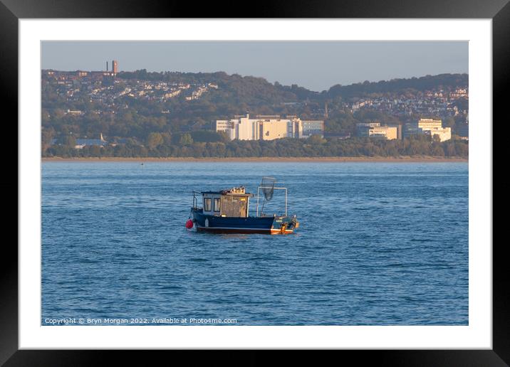 Small fishing boat on Swansea bay Framed Mounted Print by Bryn Morgan