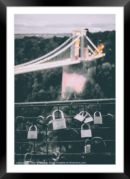 Padlocks On Railings Overlooking Clifton Suspension Bridge, Avon Framed Mounted Print by Peter Greenway
