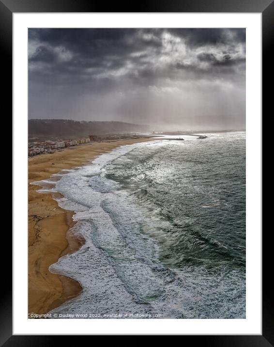 Majestic Nazare Beach Framed Mounted Print by Dudley Wood
