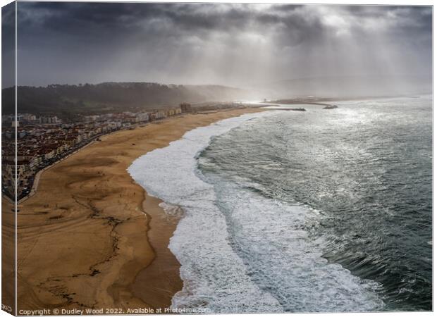 Majestic Nazare Beach Canvas Print by Dudley Wood