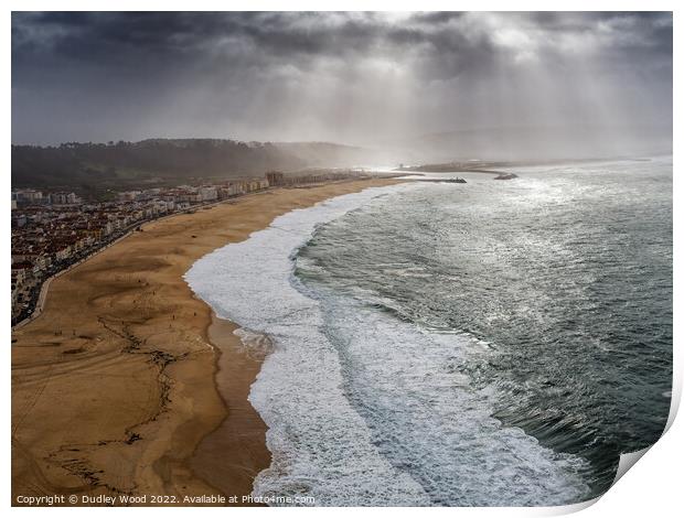 Majestic Nazare Beach Print by Dudley Wood