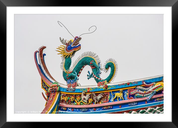 Dragon Roof Zhongde Taoist Temple Xiamen China Framed Mounted Print by William Perry
