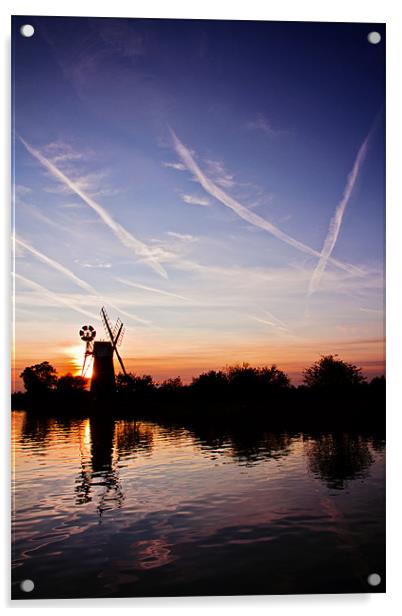 Norfolk Broads Sunset Acrylic by Paul Macro