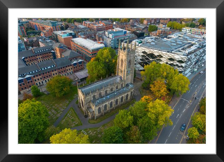 St Georges Church Sheffield Framed Mounted Print by Apollo Aerial Photography