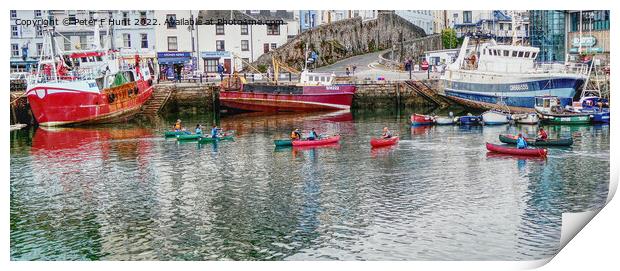 Canoeing In The Harbour Print by Peter F Hunt