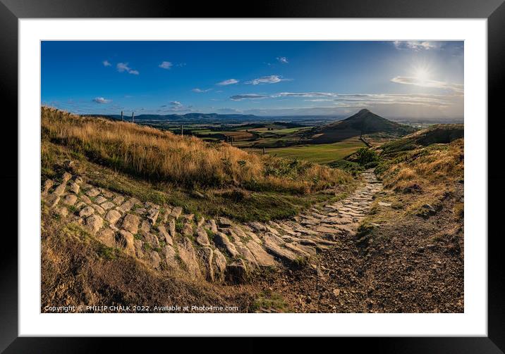 Roseberry topping sunset 806 Framed Mounted Print by PHILIP CHALK