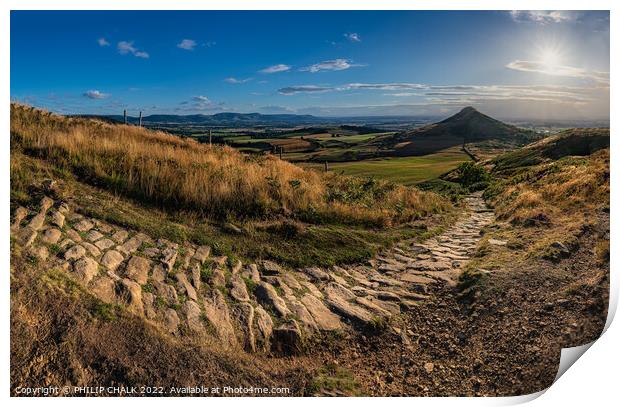 Roseberry topping sunset 806 Print by PHILIP CHALK