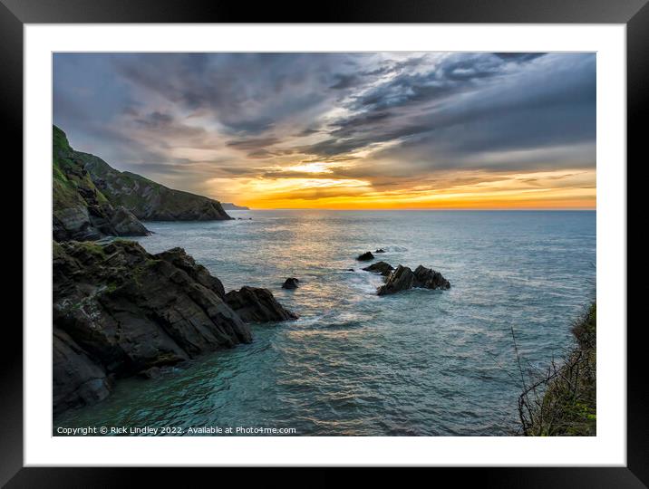 Sunset Over Lundy Island Framed Mounted Print by Rick Lindley