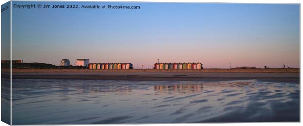 Blyth Beach Huts Panorama Canvas Print by Jim Jones