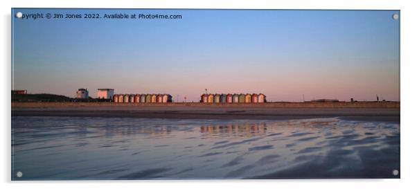 Blyth Beach Huts Panorama Acrylic by Jim Jones