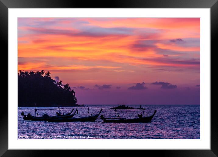 Sunset, Bang Tao Beach, Phuket, Thailand Framed Mounted Print by Kevin Hellon