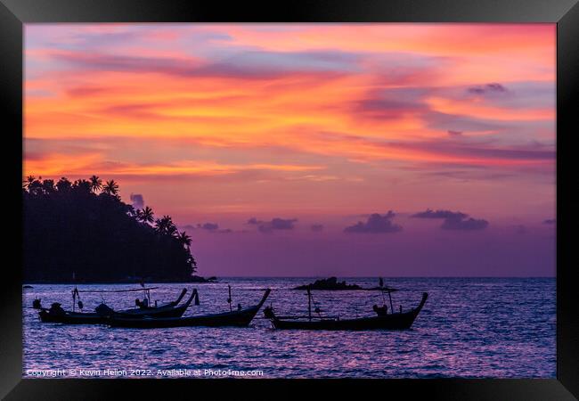 Sunset, Bang Tao Beach, Phuket, Thailand Framed Print by Kevin Hellon