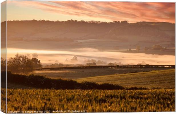 The Clun Valley in South Shropshire Canvas Print by Simon Marlow