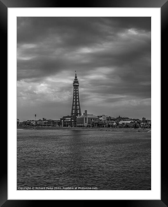 Blackpool Tower -Monochrome Framed Mounted Print by Richard Perks