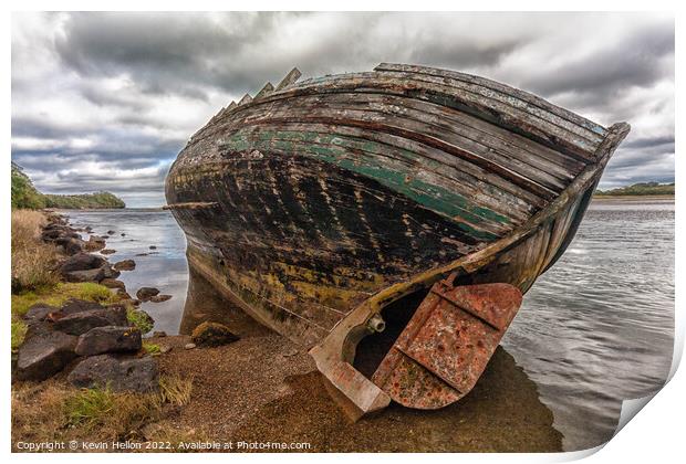 Shipwreck, Anglesey, Gwynedd, North Wales Print by Kevin Hellon